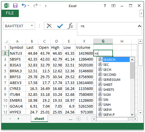 Integration with Excel